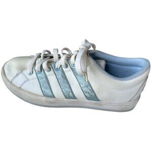 Adidas Sneakers Metallic Blue & White Stripe Women's Sneakers Size 7.5 (READ)